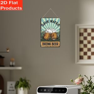 CIFbuy | 2D Metal Sign Vintage Wood Look Beer Wall Art Retro Bar Man Cave Garage Home Decor Beer Lover Gift Flat Christmas Ornament
