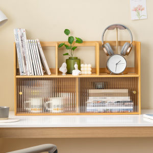 ชั้นวางชั้นวางหนังสือแบบตั้งโต๊ะชั้นวางจัดเก็บโต๊ะหนังสือสำนักงานแบบหลายชั้นทำจากไม้เนื้อแข็งชั้นวางจัดระเบียบเครื่องสำอางสำหรับหอพักตู้เล็ก