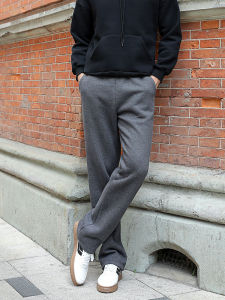 Thickened Fleece Mens Autumn Winter Straight Leg Loose Cotton Sports Pants Double Layer Casual Warm Outerwear Trousers