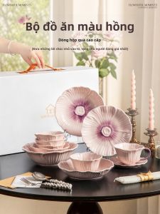 New Home Housewarming Gift High-Quality Purple Ceramic Tableware Set
