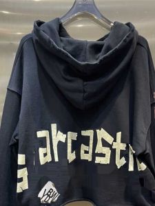 ผู้หญิง ลำลอง เสื้อฮู้ด สีดำ ลายพิมพ์ตัวอักษร สไตล์วินเทจ หลวม แขนยาวพอดี โพลีเอสเตอร์ คาร์ดิเกน ฤดูใบไม้ผลิ 2024 สินค้าใหม่