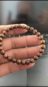 Gelang Tasbih Butiran Akar Bahar Serat Emas