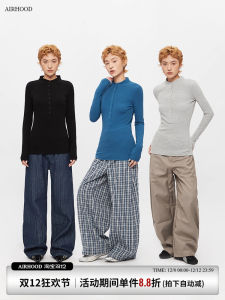 Slim Fit Long Sleeve T-Shirt Womens Henry Collar Base Shirt Tight Body Shirt American Retro Style Cotton Blend Autumn Top