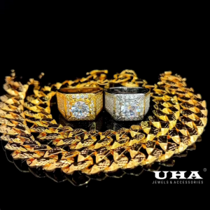 N99-L24K07 COMBO 1 Lắc 1 Nhẫn nam đính đá CZ cao cấp UHA