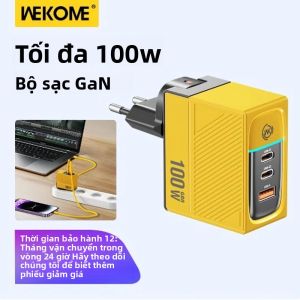 Sạc Nhanh WEKOME GaN 100W Tốc Độ Cao Type-C Dành Cho Xiaomi 13 Samsung S23 Ultra iPhone 15 Pro Max MacBook Pro - Sẵn Sàng Cho Chuyến Đi
