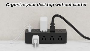 12-in-1 Heavy Duty Desk Clamp Power Strip with 8 AC Outlets 1 USB-C 3 USB-A Surge Protector 2 Meter Extension Wire Flat Plug Fireproof 100-250V