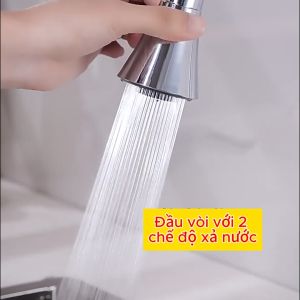 Vòi rửa chén cần mềm gắn chậu cao cấp HODABOSS cổ bi xoay 360 với đầu vòi 2 chế độ xả nướcĐồng mạ NIKEN bóng sáng