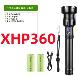 2026 New 9900000000LM 20000mAh XHP360 Flashlight Ultra Powerful Flash Light Zoom USB Rechargeable Lantern Outdoor Camping Torch