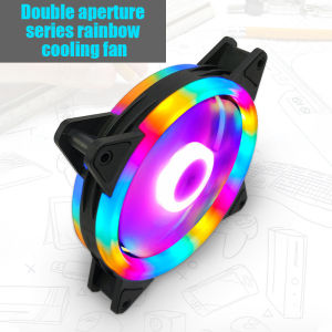 12cm พัดลมระบายความร้อน คอมพิวเตอร์ B143 พัดลมคอม Dual Ring RGB สะท้อนสี สำหรับคอมพิวเตอร์