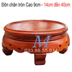 Kỷ đế tròn gỗ hương đỏ Kỷ tròn đôn tròn chân đế bát hương (đồ thờ gỗ kê bát hương)