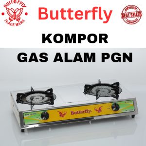 Kompor GAS ALAM Cast Iron 2 Tungku Merk Butterfly Api Seribu Mata Seribu SNI