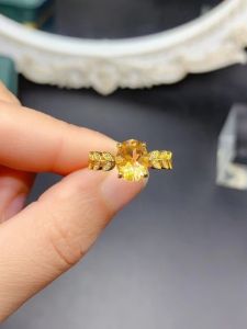 Natural Yellow Crystal Wheat Ear Ring Exquisite Workmanship Pure Silver Colorful Design High Purity Silver Embedded Jewelry