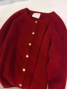 SENWA | Red Autumn Winter New Hit Laid-back Style Advanced Knit Cardigan