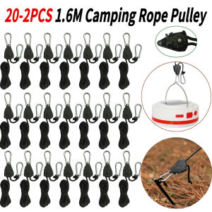20-2PCS 1.6M Rope Pulley 1/8 Lift Pulley Lifting Pulley Hook Canoe Boat Bow Stern Rope Sky Curtain Tent for Outdoor Camping