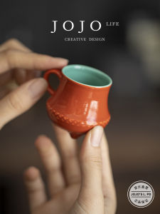 Handmade Ceramic Tea Cup with Handle Three Legs Pure Color Tea Drinking Cup Creative Chinese Style Tea Set from Mainland China