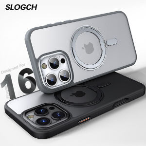 360 ° Rotatable Ring Stand Magnetic Phone Case For iPhone 17 Air  / 16 Pro Max Plus For MagSafe Kickstand Cover For iPhone 16e  / 17 Pro Military Grade Shockproof Translucent Matte Bracket Casing