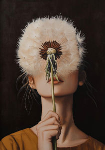 Canvas Wall Art Woman with Flower Portrait Painting Print for Bedroom Nordic Girl Home Abstract Minimalism Poster