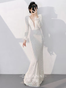 2026 New Fashion Elegant Banquet White Evening Gown Mermaid Style