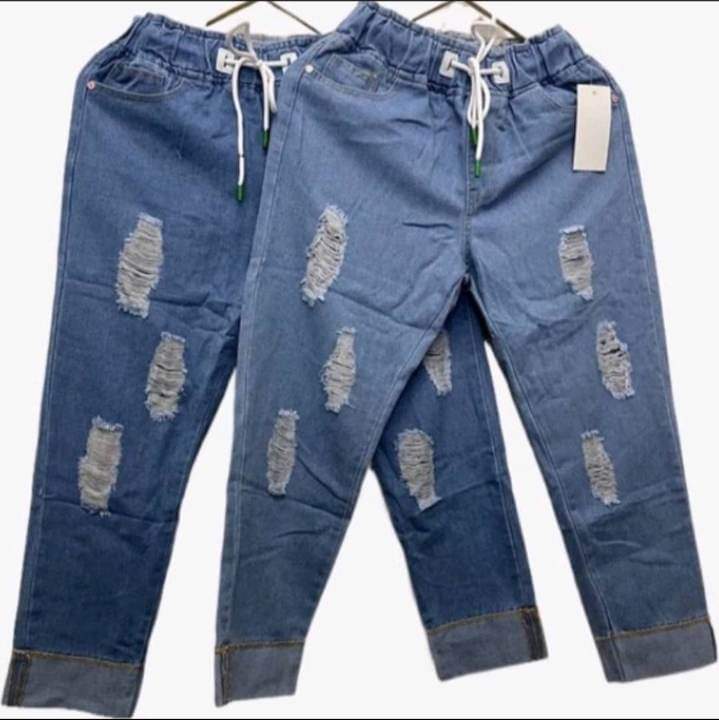 Denim Plus size tattered pants for women