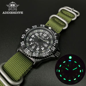 ADDIESDIVE Fashion Mens Analog Watch 50m Waterproof Luminous Tube Nylon Sports Men Military Wristwatches Quartz Watch for Men
