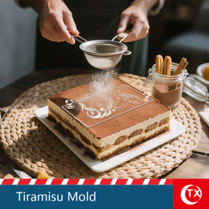 Arabic Cake Stencil Eid Mubarak Acrylic Template for Tiramisu Decoration | Reusable Food-Grade Stencil with Crystal Handle | Ram