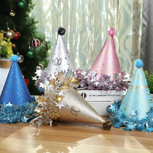 Birthday Party Sequin Cone Hats Glitter Stars Paper Cap Crown Dress Up Kid Birthday Party Decoration Xmas Hat Baby Shower Supply