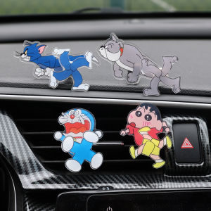 Creative Car Interior Ornament Cartoon Cat Catching Mouse Decorative Clip Running Doraemon Auto Air Vent Clip