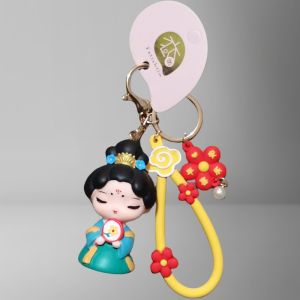 Creative Hanfu Style Keychain Ancient Chinese Lady Pendant Ornament Cultural Gift Festive PVC Material Tang Ladies Themed