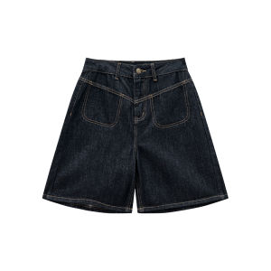 NIHAOKANONG | Quần Short Đenim Cao Waist Vintage Hình Tam Giác