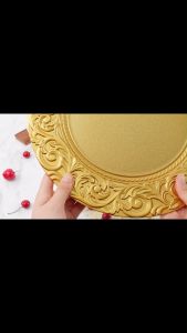 Gold Charger Plates 13 Inch Elegant Dinner Charger Plates European Luxury Style Round Plate Chargers Serving Plate Wedding Hotel Party Craft Tray Event Table Setting Decoration