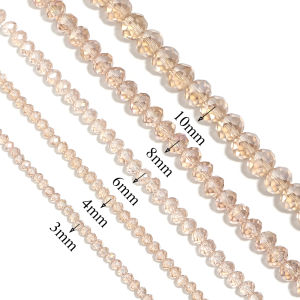 3 4 6 8 10mm Champagne Crystal Beads Loose Spacer Flat Faceted Rondelle Glass Beads For Jewelry Bracelets Necklace Making