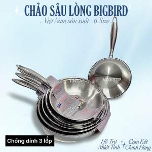 Quánh inox 304 sâu lòng liền khối/ Chảo inox 304 Việt Nam Sx nhiều size .