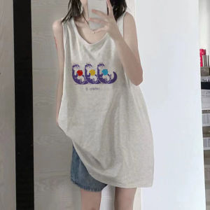 Áo Thun Không Tay Cổ Chữ V Cotton Nguyên Chất Phong Cách Mỹ Cổ Điển Áo Thun Bóng Rổ Rộng Rãi Mùa Hè Cho Nữ Áo Khoác Ngoài