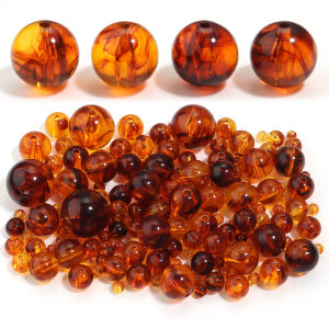 10-200pcs/lot Acrylic Beads  6/8/10/12/14/20mm Round Amber Beads Loose Spacer Bead For DIY Jewelry Making Bracelet Necklace