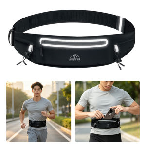 MENSPE Sports Waist Pack Bag Pouches Waist Belts Bag Hanging Number Bib Waist Belt Adjustable Running Pouch Waterproof Money Phone Waist Pack Jogging Belt With Reflective Strip