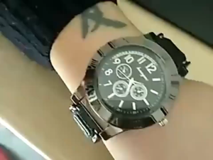 Mens Watch with Built-in USB Rechargeable Lighter in Black Gold and Silver