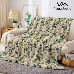 Vintage Tiny Yellow Vine Floral Flannel Blanket Warm Soft Halloween Christmas Decorative Couch Warm Cozy All-Season Gift