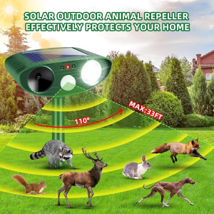 【Ready Stock】Ultrasonic Waterproof Animal Repellent 25-61KHz IP44 Waterproof Outdoor Cat Dog Repellent Deterrent