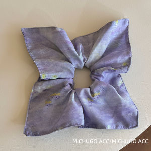 ผ้าพันคอสีม่วงลายดาวคุณภาพสูงสำหรับผู้หญิง ยางยืดสูงสำหรับหางม้าต่ำ ยางยืดผมใหม่ 2025 หัวเข็มขัดผม ชุดเครื่องประดับผมแบบลำลอง