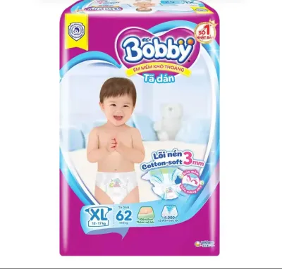 HCM - Tã dán Bobby XL62 Cho Bé Từ 12-17kg - Tã dán trẻ em- Hsd Luôn Mới