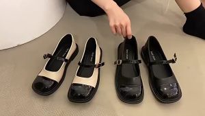 สไตล์อังกฤษ Mary Jane รองเท้าหนัง สวยและน่ารัก รองเท้าโลฟเฟอร์ผู้หญิง แฟชั่นเรโทร ด้านล่างแบน สำหรับนักเรียน