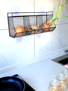 【BUY 1 TAKE 1】Wall Mounted Storage Baskets Suitable For Kitchens Bedrooms Bathrooms And Homes Wire Mesh Fruit Vegetable Basket With Three Compartments