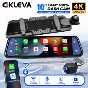 EKLEVA 4K Wireless Carplay Car DVR Dashcam Android Auto WiFi Dash Cam Navigation Rear View Camera Mirror Video Recorder HD 1080P