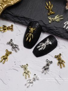 Luxury Bear Alloy ตกแต่งเล็บ Retro ส่วนบุคคล น่ารัก หมีน้อยอุปกรณ์ตกแต่งเล็บโลหะสีสันสดใสติดทนนาน