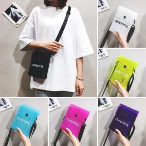 NAMSHEVA Letter Transparent Candy Color Small Bag Crossbody Bag PVC Jelly Shoulder Messenger Bag