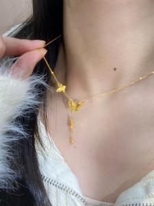 สร้อยคอทอง 18k < Ne1> Fugitive Princess Clavicle Chain ประกาย Mini Fairy Plate โลหะผสม/เงิน/เครื่องประดับชุบทอง