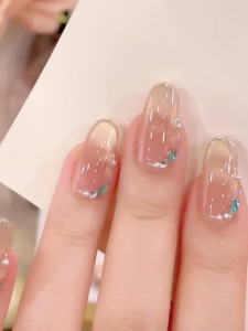 Nhựa Giả Móng Tay Thủ Công Pure Handmade Ice through Cats Eye Diamond White Enhancing False Nails Wedding Nails Beauty Patch