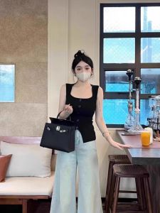 HUOLISI | French Yellow Collar Knitted Vest Sleeveless Camisole