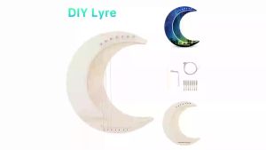 7 Strings Solid Basswood Crescent Moon Lyre Harp DIY Kit for Amateur Beginner Kid Children Fun Toy Art Handwork Painting Harp