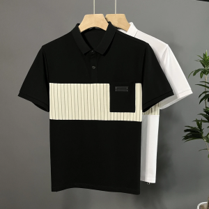 Áo Thun Nam Cổ Polo Tay Ngắn Màu Tương Phản Mùa Hè 2025 Thời Trang Nam Thanh Lịch Ôm Vừa Vặn Đa Năng Cổ Polo